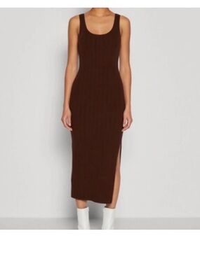 Abercrombie & Fitch Sleeveless Ribbed Midi Dress in Dark Brown